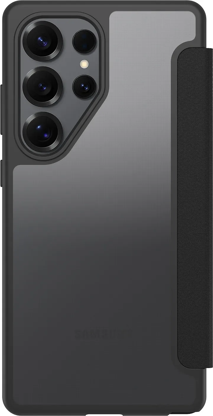 OtterBox React Folio rahakotikotelo, Samsung Galaxy S25 Ultra, musta / läpinäkyvä