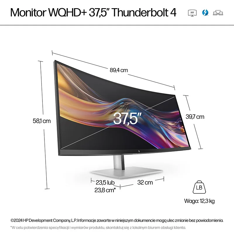 HP Series 7 Pro 37.5 inch WQHD+ Thunderbolt 4 Monitor – 738pu