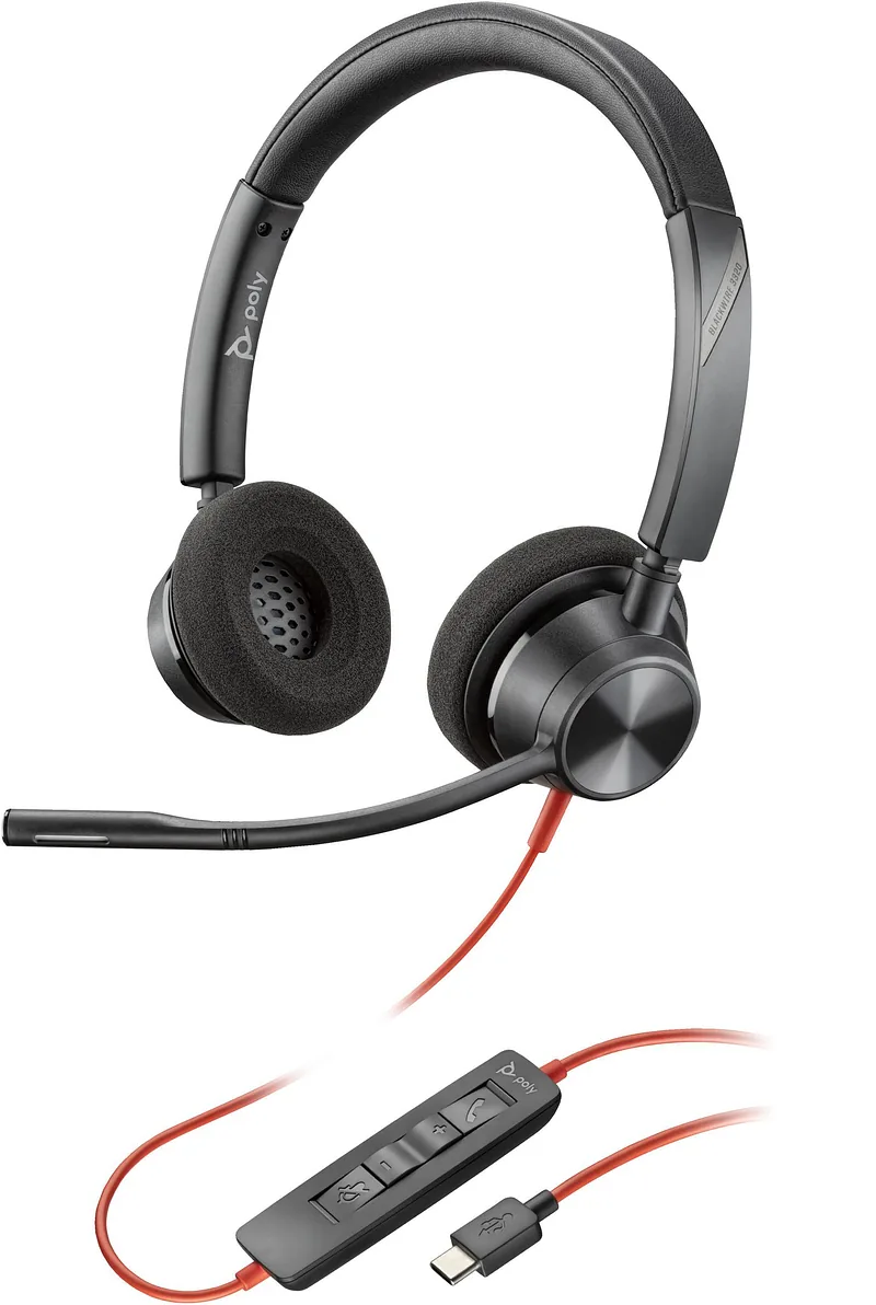 HP Poly Blackwire 3320 Stereo USB-C Headset +USB-C/A Adapter Kõrvaklapp Juhtmega ühendatud Peavõru Kontor/kõnekeskus USB tüüp-C Must