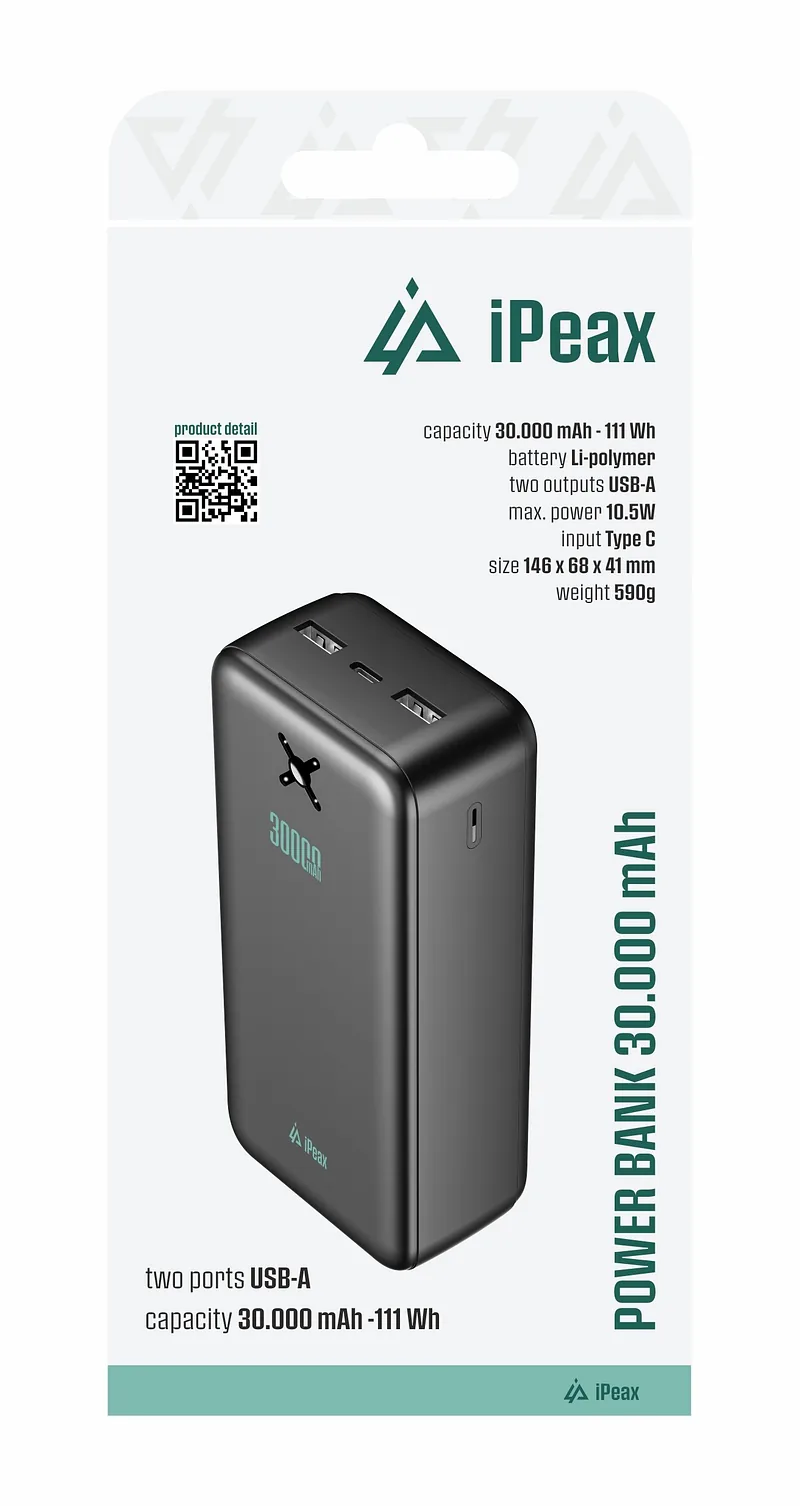 iPeax Power Bank 2x USB-A 30000mAh