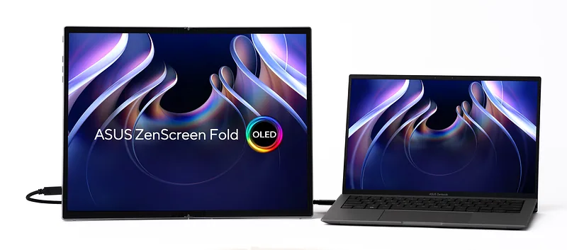 ASUS ZenScreen Fold OLED MQ17QH PC lamekuvar 43,9 cm (17.3") 2560 x 1920 pikslit Quad HD OLED-ekraan Hõbe