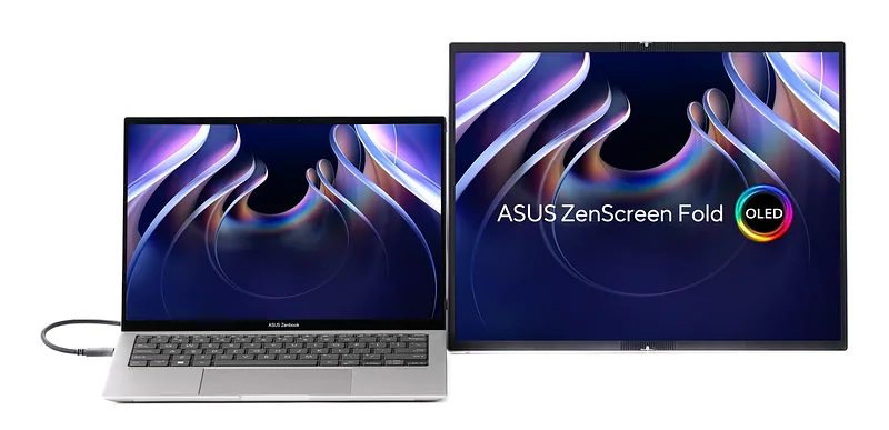 ASUS ZenScreen Fold OLED MQ17QH PC lamekuvar 43,9 cm (17.3″) 2560 x 1920 pikslit Quad HD OLED-ekraan Hõbe