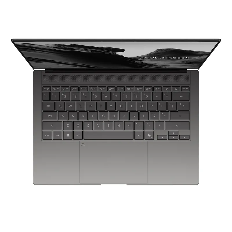 Asus Zenbook S14 UX5406AA-SU324W, Antrim Gray, 14 “, OLED, Touchscreen, 3K, 2880 x 1800 pixels, 120 Hz, Glossy, Intel Core Ultra 9, 386H, 32 GB, LPDDR5X, Solid-state drive capacity 1000 GB, Intel Graphics, Windows 11 Home, 802.11be, Bluetooth version 6.0, Keyboard language US international, Keyboard backlit, Warranty 24 month(s), Battery warranty 12 month(s)