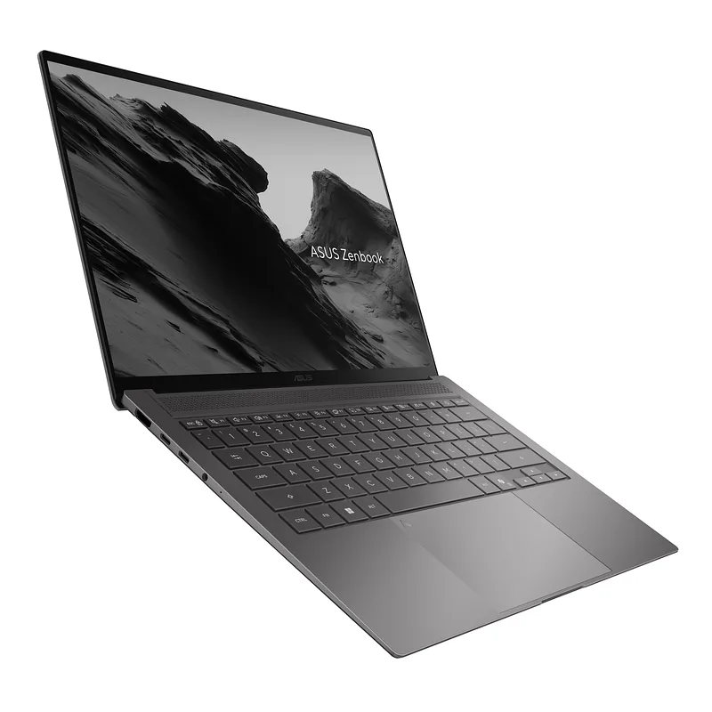 Asus Zenbook S14 UX5406AA-SU324W, Antrim Gray, 14 “, OLED, Touchscreen, 3K, 2880 x 1800 pixels, 120 Hz, Glossy, Intel Core Ultra 9, 386H, 32 GB, LPDDR5X, Solid-state drive capacity 1000 GB, Intel Graphics, Windows 11 Home, 802.11be, Bluetooth version 6.0, Keyboard language US international, Keyboard backlit, Warranty 24 month(s), Battery warranty 12 month(s)