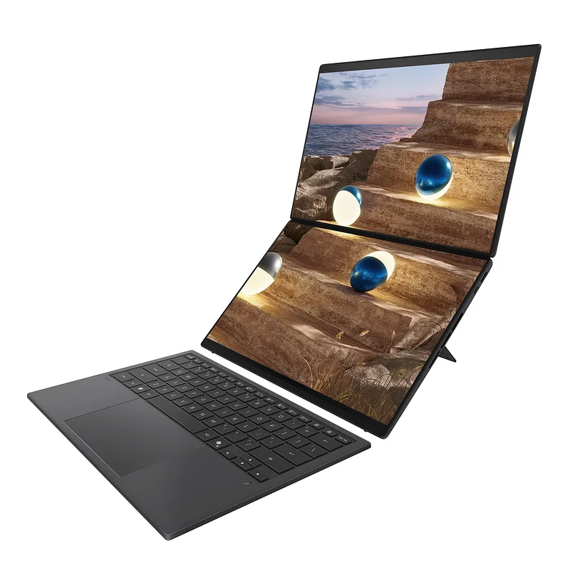 Asus, Zenbook Duo UX8407AA-SN066W, Moher Gray, 14 “, OLED, Touchscreen, 2.8K, 2880 x 1800 pixels, 144 Hz, Anti-Reflective, Intel Core Ultra X9, 378H, 32 GB, LPDDR5X, Solid-state drive capacity 2000 GB, Intel Arc Graphics, Windows 11 Pro, 802.11be, Bluetooth version 5.4, Keyboard language US international, Keyboard backlit, Warranty 24 month(s), Battery warranty 12 month(s)
