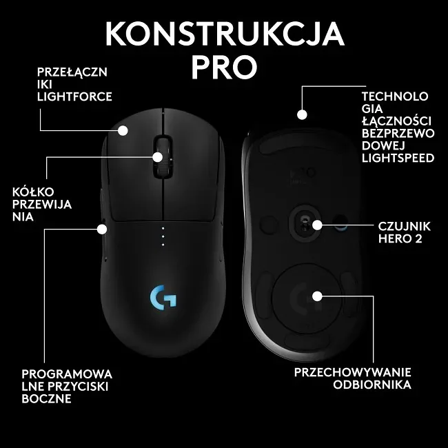 Logitech G Pro 2 Lightspeed Czarny + Dongle