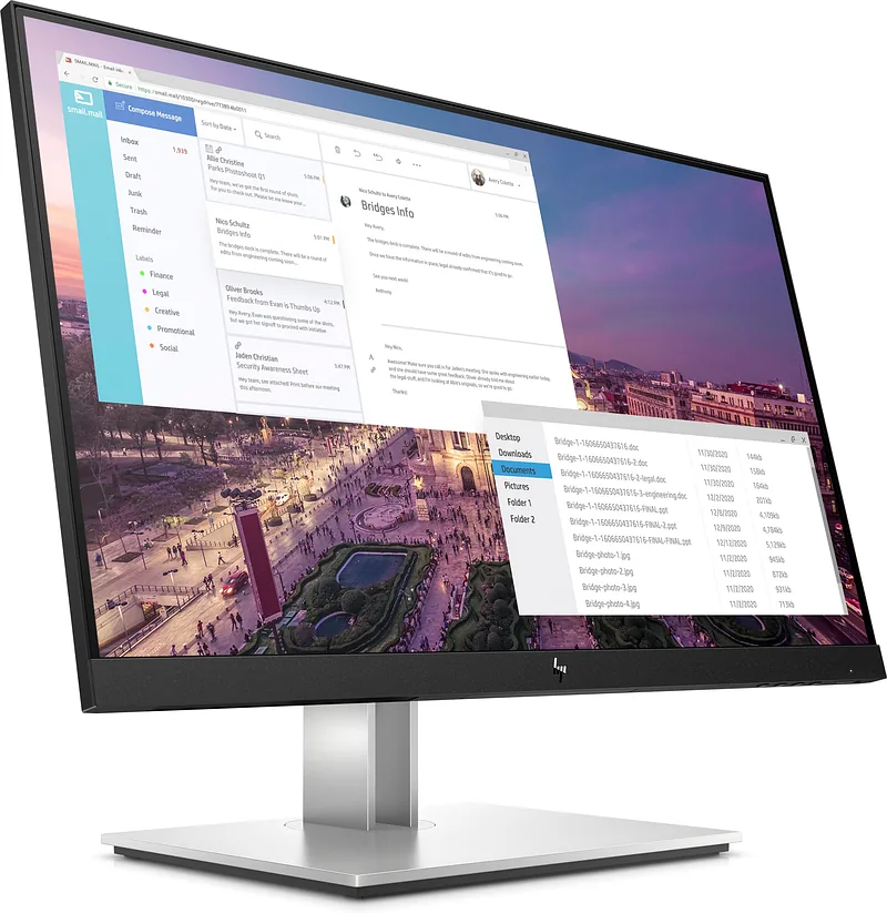 HP E-Series E23 G4 FHD Monitor PC lamekuvar 58,4 cm (23″) 1920 x 1080 pikslit Full HD LCD Must, Hõbe