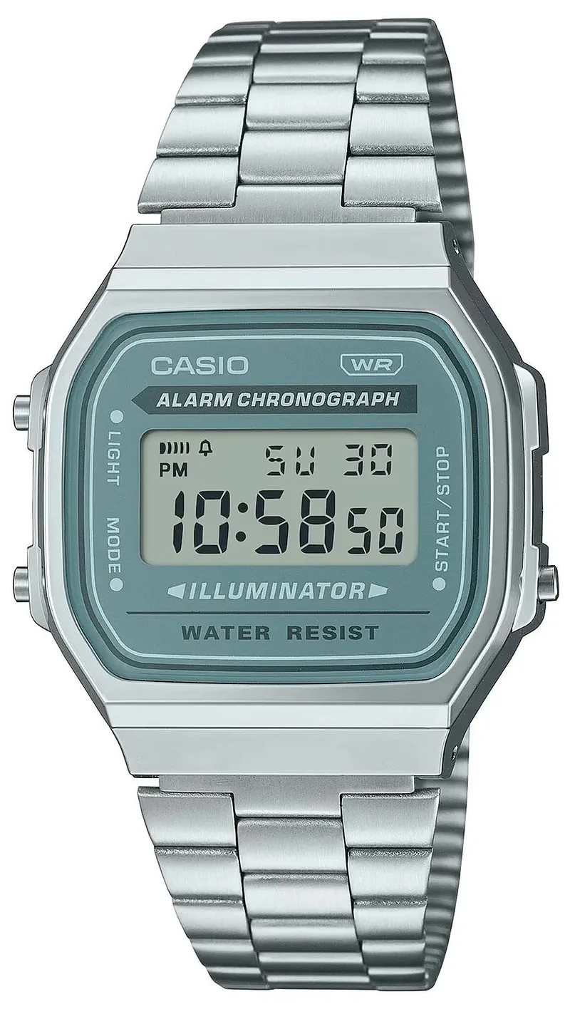 CASIO VINTAGE A168WA-3AYES Men's Watch / silver/green