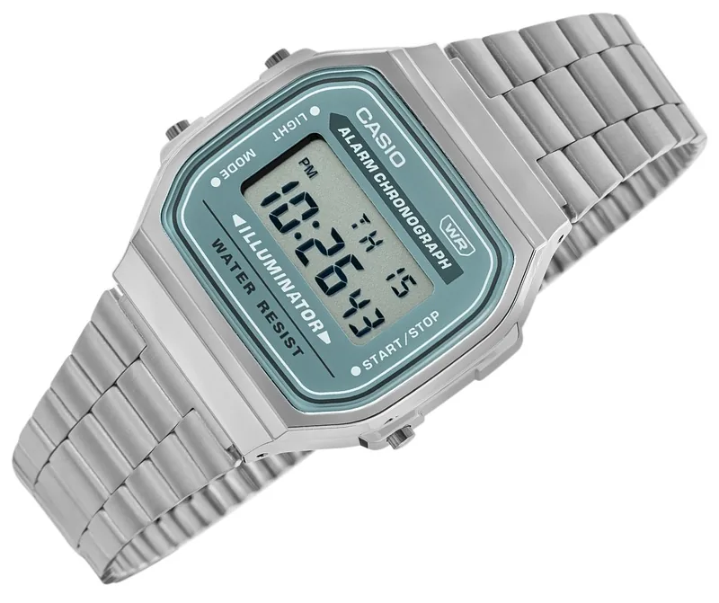 CASIO VINTAGE A168WA-3AYES Men’s Watch / silver/green