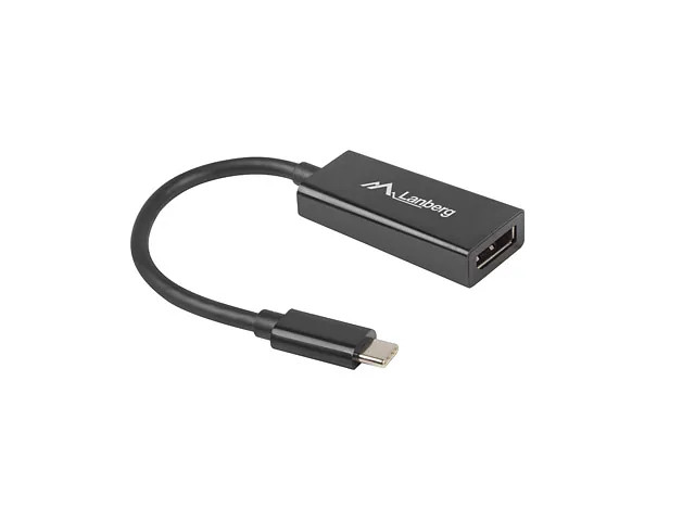 Lanberg USB-C (M) 3.1 to Displayport (F) Adapter cable 15cm, Black, AD-UC-DP-01