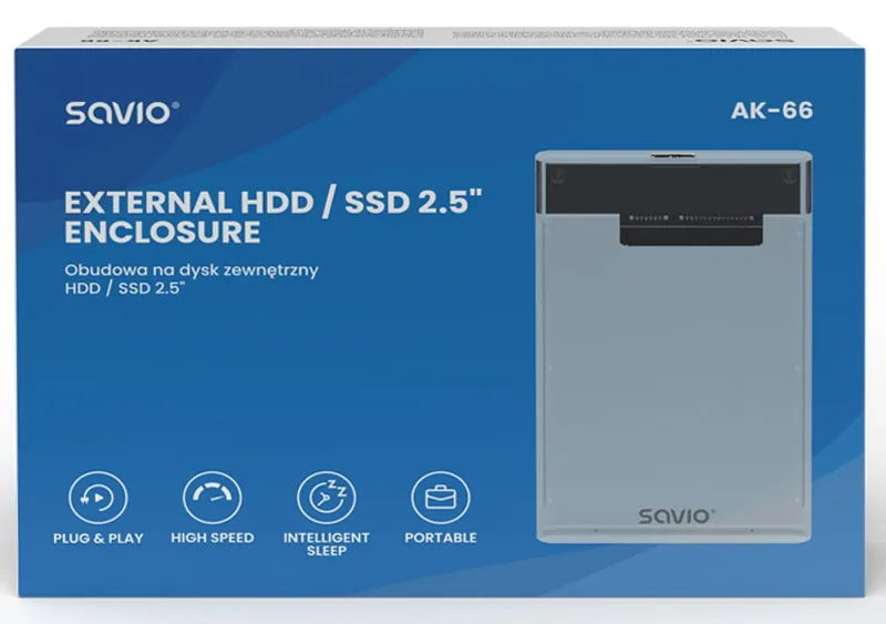 Savio AK-66 External HDD / SSD 2.5″ Enclosure Box for hard disk