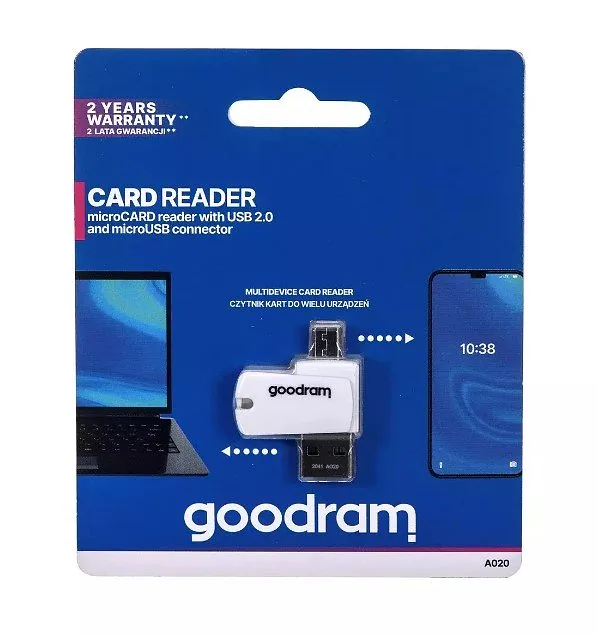 Goodram AO20-MW01R11 kaardilugeja USB 2.0/Micro-USB Valge