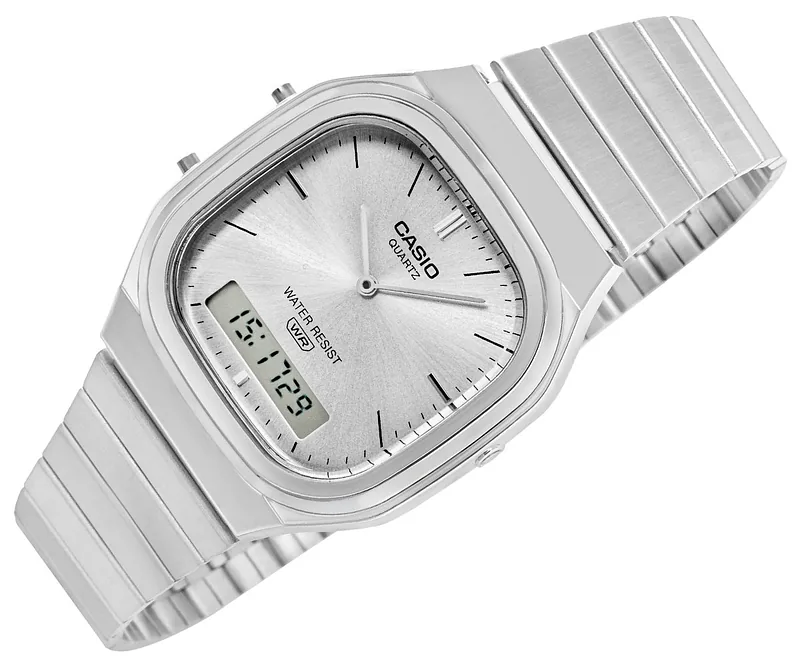 Casio Vintage AQ-240E-7ADR Unisex Watch 36mm Silver Case Silver Dial