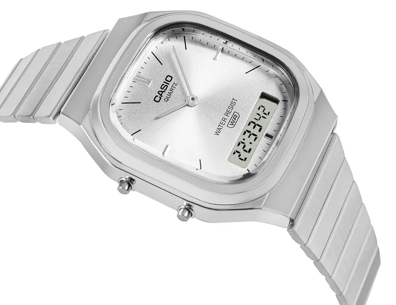 Casio Vintage AQ-240E-7ADR Unisex Watch 36mm Silver Case Silver Dial