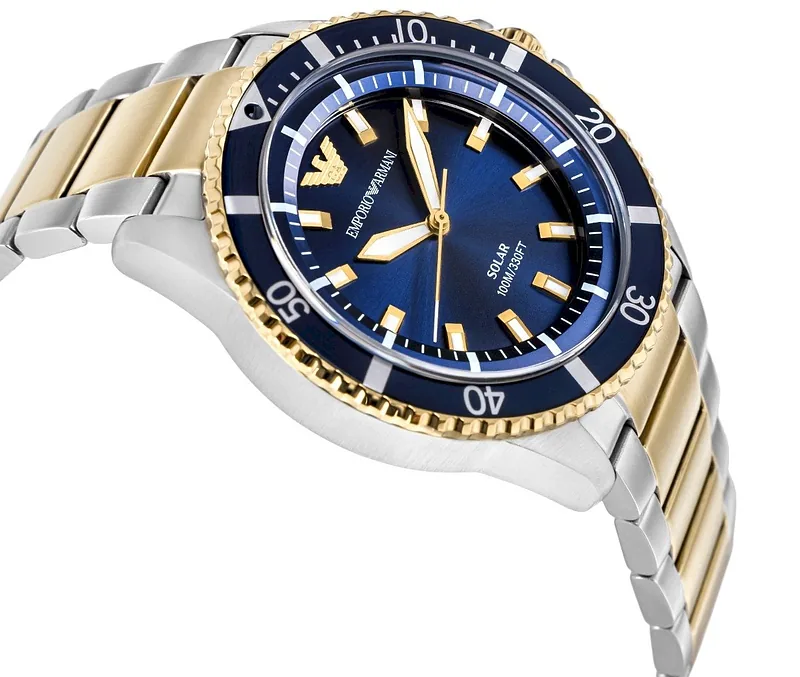 Emporio Armani World Explorer Solar Chronograph AR11738 Silver Blue 42mm