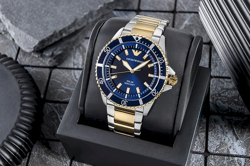 Emporio Armani World Explorer Solar Chronograph AR11738 Silver Blue 42mm