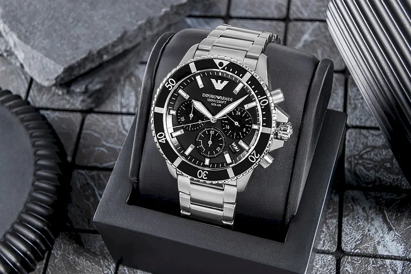 Emporio Armani World Explorer Solar Chronograph AR11739 Silver Black 43mm