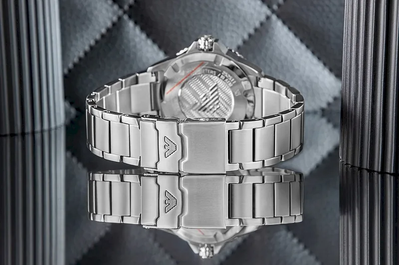 Emporio Armani Solar Diver Style Watch AR11787 Silver Black 42mm
