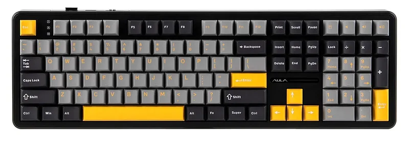 F108 Gray+Orange+Deep Gray Gasket Keyboard with Volcano RGB Switches – AULA