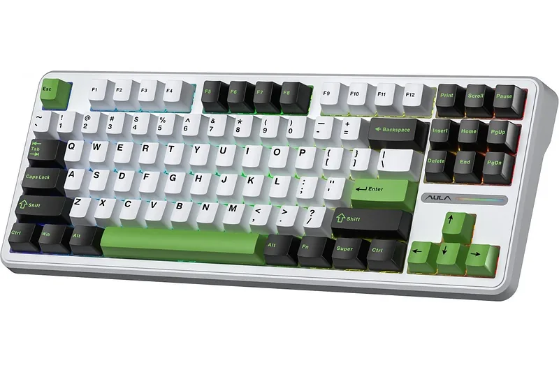 AULA Gasket F87 Thunder Black GrayWoodV3 RGB Keyboard
