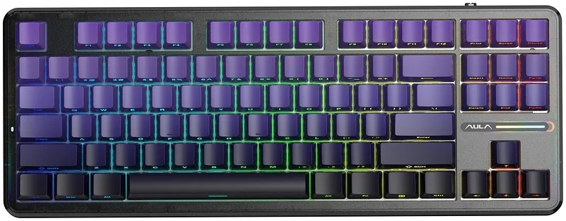 AULA Gasket F87 Pro Keyboard Black Purple GrayWoodV4 RGB