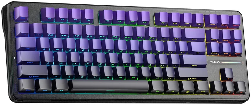 AULA Gasket F87 Pro Keyboard Black Purple GrayWoodV4 RGB