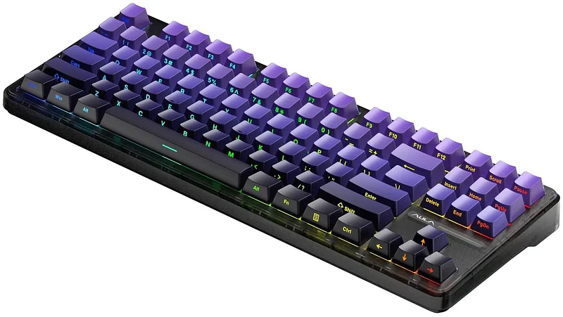 AULA Gasket F87 Pro Keyboard Black Purple GrayWoodV4 RGB