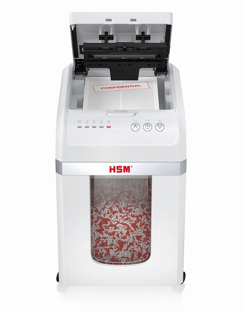 HSM Autofeed X300 paper shredder with automatic feeder, 30 L, P4, 4 x 12 mm