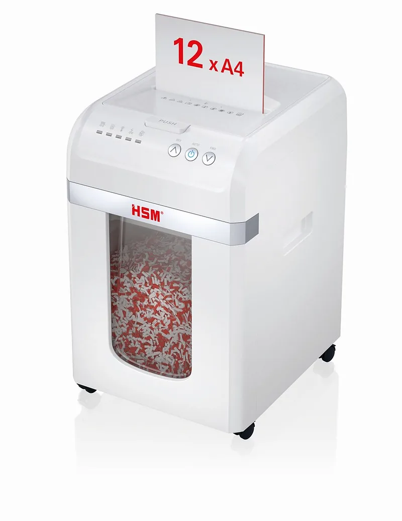 HSM Autofeed X300 paper shredder with automatic feeder, 30 L, P4, 4 x 12 mm