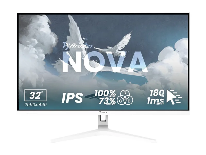 Arozzi, Nova, 32 “, IPS, QHD, 16:9, 180 Hz, 1 ms, 2560 x 1440 pixels, 300 cd/m², HDMI ports quantity 2, White