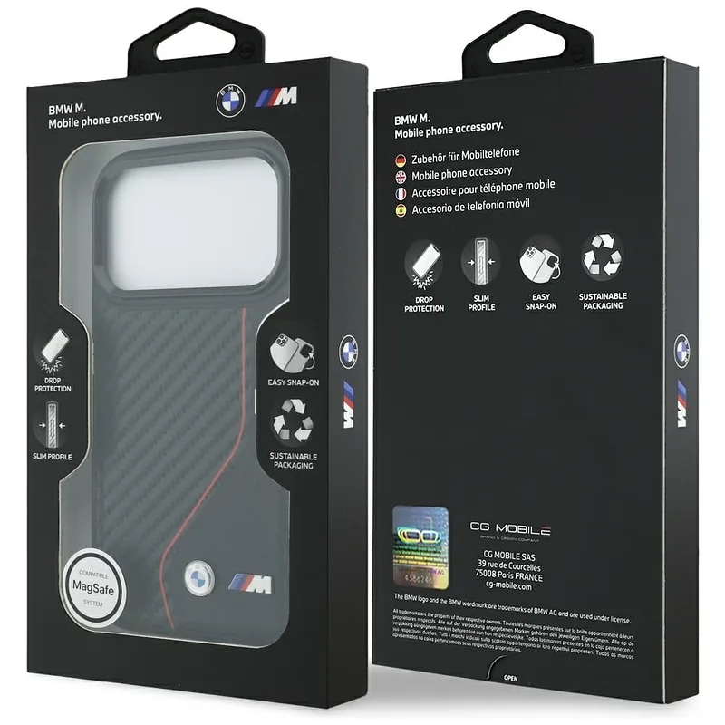 Kaitseümbris M Carbon Line & Logo MagSafe iPhone 17 Pro jaoks, punane