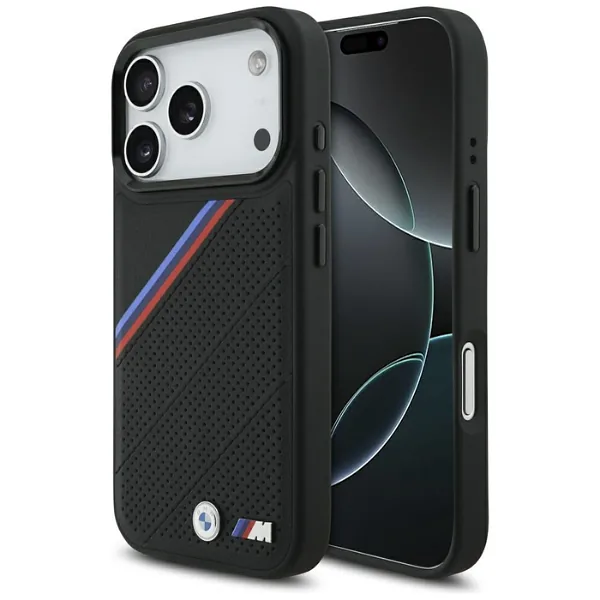 BMW M Tricolor Metallist Logo MagSafe Korpus iPhone 17 Pro jaoks Must