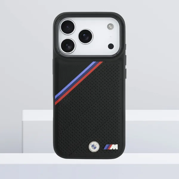 BMW M Tricolor Metallist Logo MagSafe Korpus iPhone 17 Pro jaoks Must