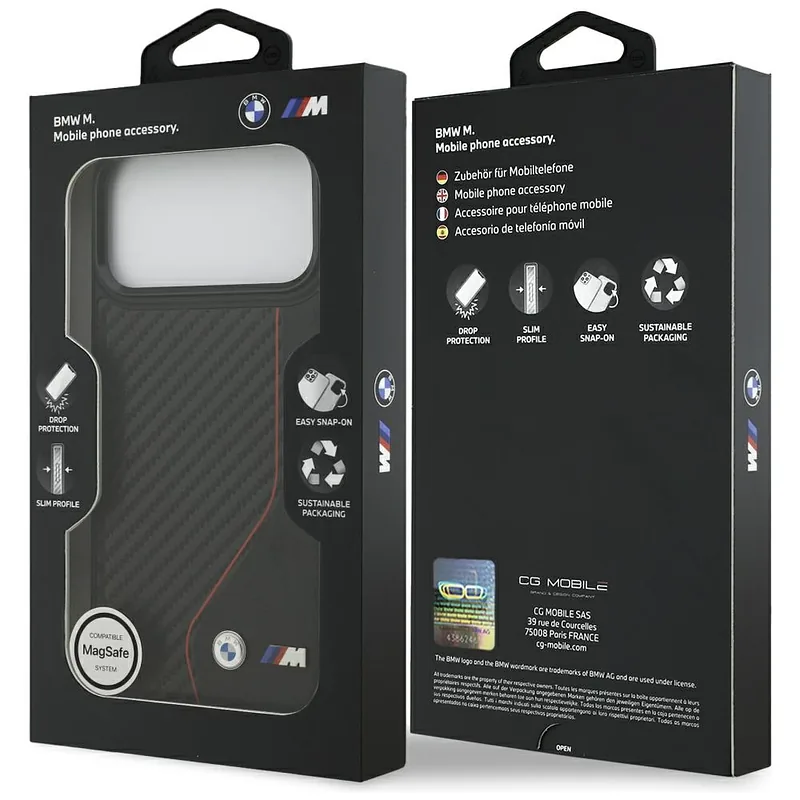 Kaitseümbris M Carbon Line & Logo MagSafe iPhone 17 Pro Maxi jaoks, punane