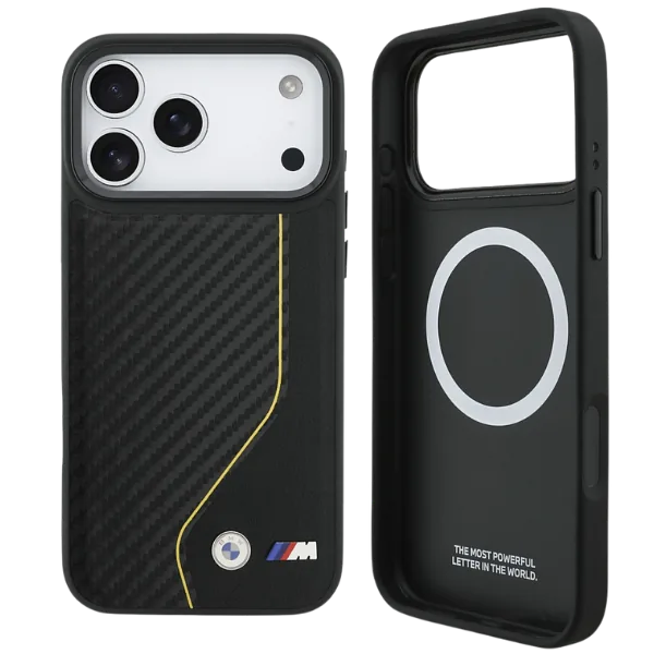 Kaitseümbris M Carbon Line & Logo MagSafe iPhone 17 Pro Max jaoks kollane