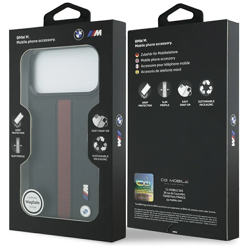 Kaitseümbris iPhone 17 Pro Max jaoks, punane, perforatsiooniga triibuga MagSafe