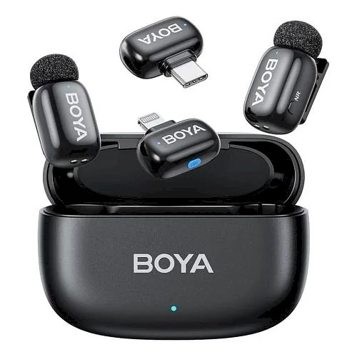 BOYA Mini 2-01 Lightning + USB-C Wireless Microphone Set (2xTX 2xRX) / 2.4GHz / 48kHz/24bit