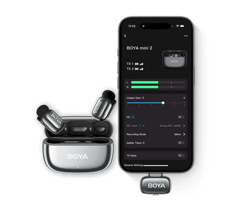 BOYA Mini 2-03 Lightning Wireless Microphone Set (2TX 1xRX) / 2.4GHz / 48kHz/24bit