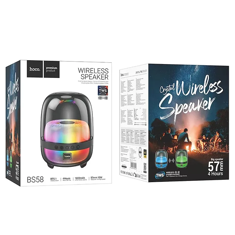 Hoco BS58 10W Wireless speaker with colorful luminous Black