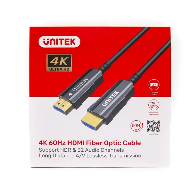 Unitek Kabel optyczny HDMI 2.0 AOC 4K 60Hz 40m czarny