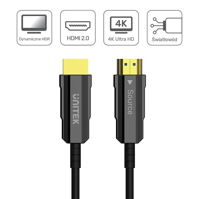 Unitek Kabel optyczny HDMI 2.0 AOC 4K 60Hz 40m czarny