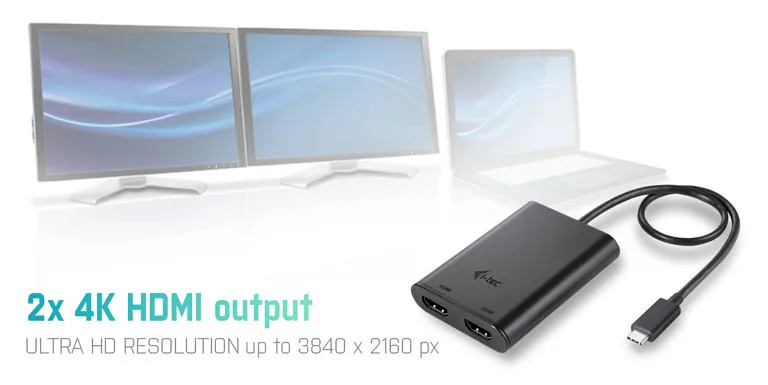 i-tec C31DUAL4KHDMI USB-graafikaadapter 3840 x 2160 pikslit Must