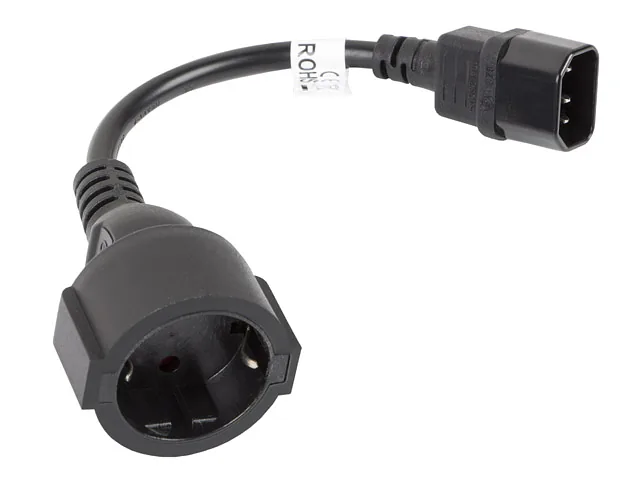 Lanberg, IEC 320 C14 to Schuko Adapter Cable for UPS, CA-C14E-10CC-0018-BK