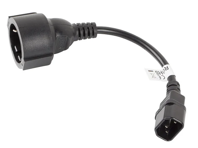 Lanberg, IEC 320 C14 to Schuko Adapter Cable for UPS, CA-C14E-10CC-0018-BK