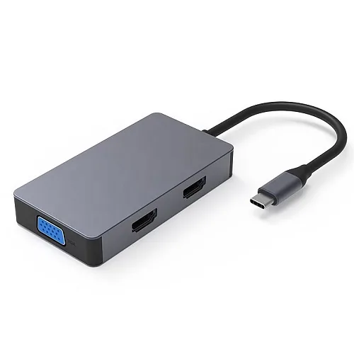 Adapter USB Type-C – 2x HDMI, 1x VGA, 1x USB Type-A, 1x USB Type-C PD60W