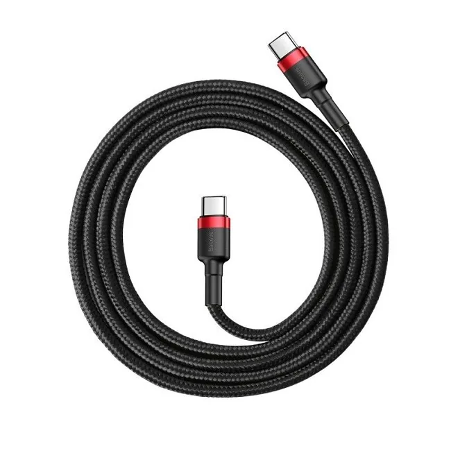 Baseus Cafule USB-C do USB-C PD 2.0, QC 3.0, 60W, 2m (czarno-czerwony)