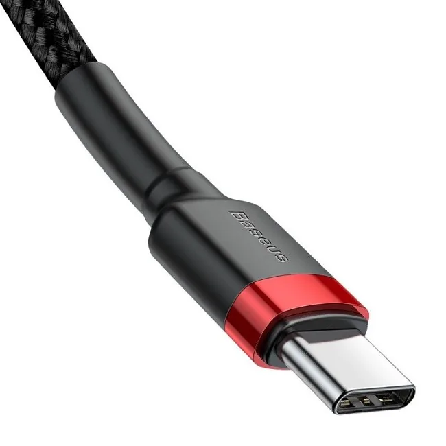 Baseus Cafule USB-C do USB-C PD 2.0, QC 3.0, 60W, 2m (czarno-czerwony)