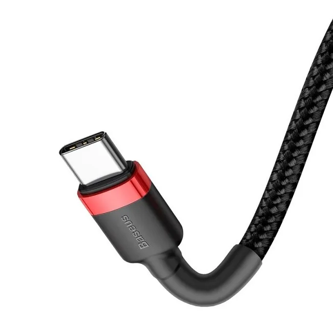 Baseus Cafule USB-C do USB-C PD 2.0, QC 3.0, 60W, 2m (czarno-czerwony)