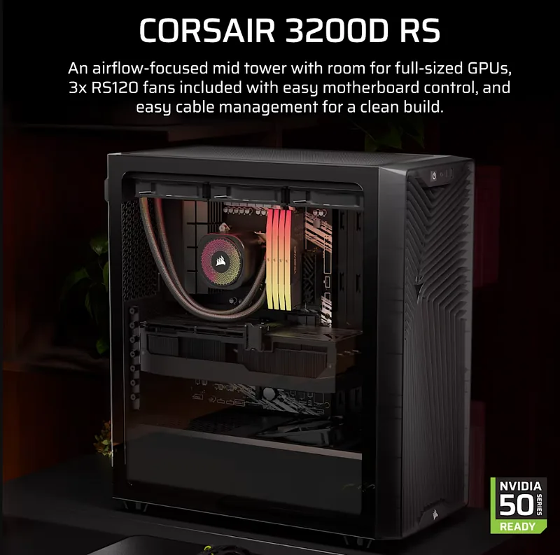 Corsair PC Case, 3200D RS, Smoke, Mid-Tower