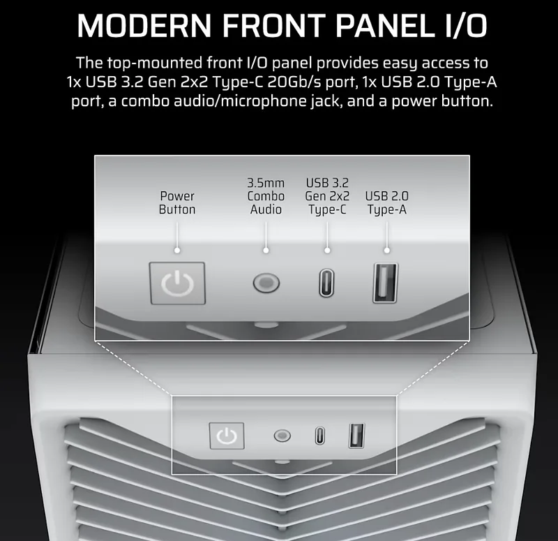 Corsair PC Case, 3200D RS ARGB, White, Mid-Tower